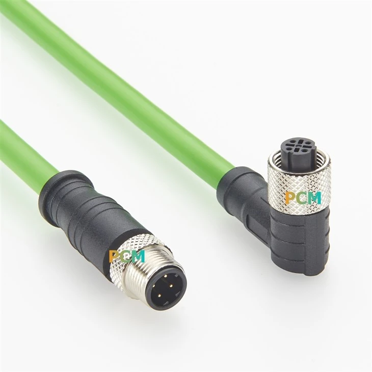 Right Angle M12 D Code Female To Male CAT5E Cable best