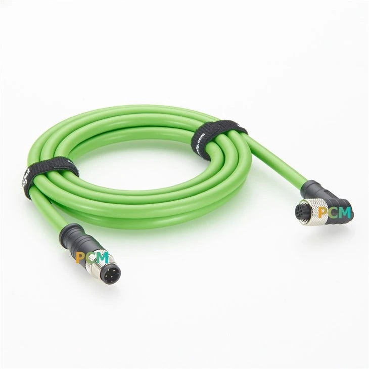 Right Angle M12 D Code Female To Male CAT5E Cable suppliers