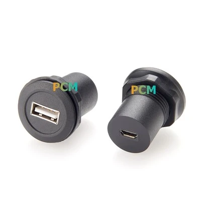 Runder Adapter zur Schalttafelmontage mit USB-A-Buchse auf Micro-USB-B-Buchse